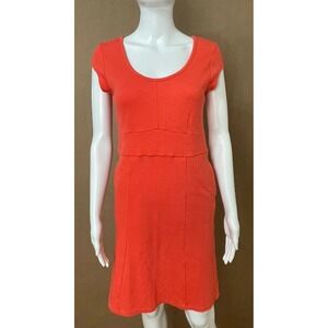 Toad & Co Flexcel Women's Dress Mini Sheath Scoop Neck Short Sleeve S Orange Red
